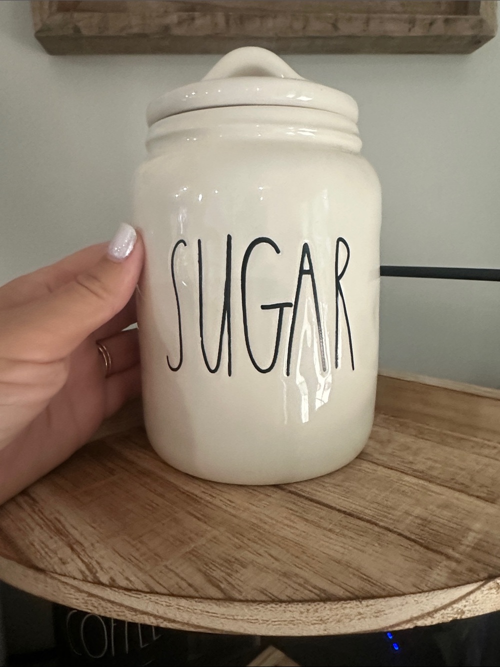 Rae Dunn Cream Ceramic Canister with Black Hand-Lettering - SUGAR